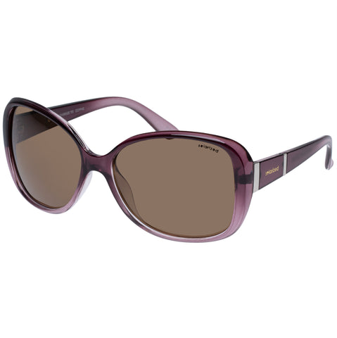 Solarized Oversize 70s Berry Fade Gold Female Rectangle Sunglasses | Eyewear Index