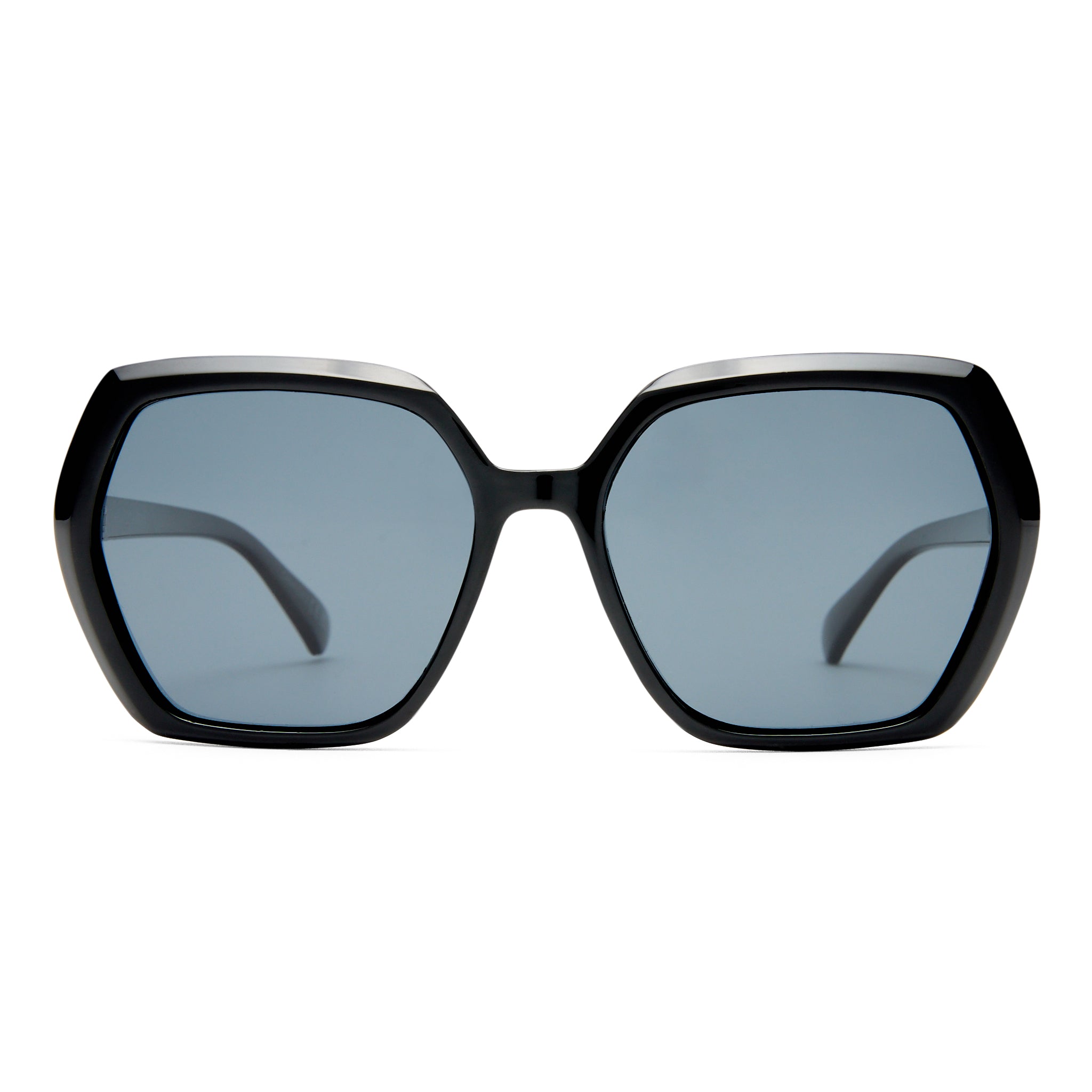 Solarized Hexa Cut Black Female Octagon Sunglasses | Eyewear Index
