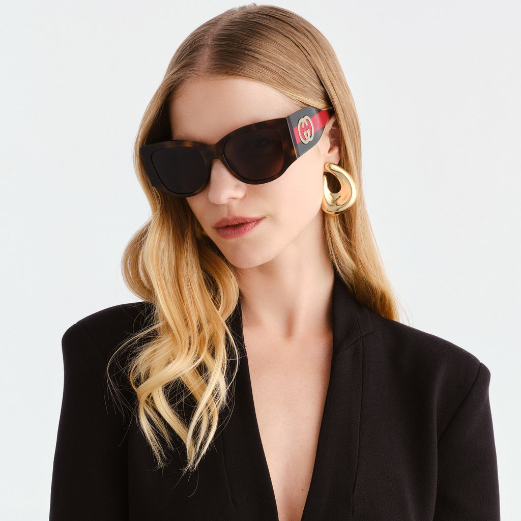 Gucci Gg2115s Havana Female Cat-Eye Sunglasses | Eyewear Index