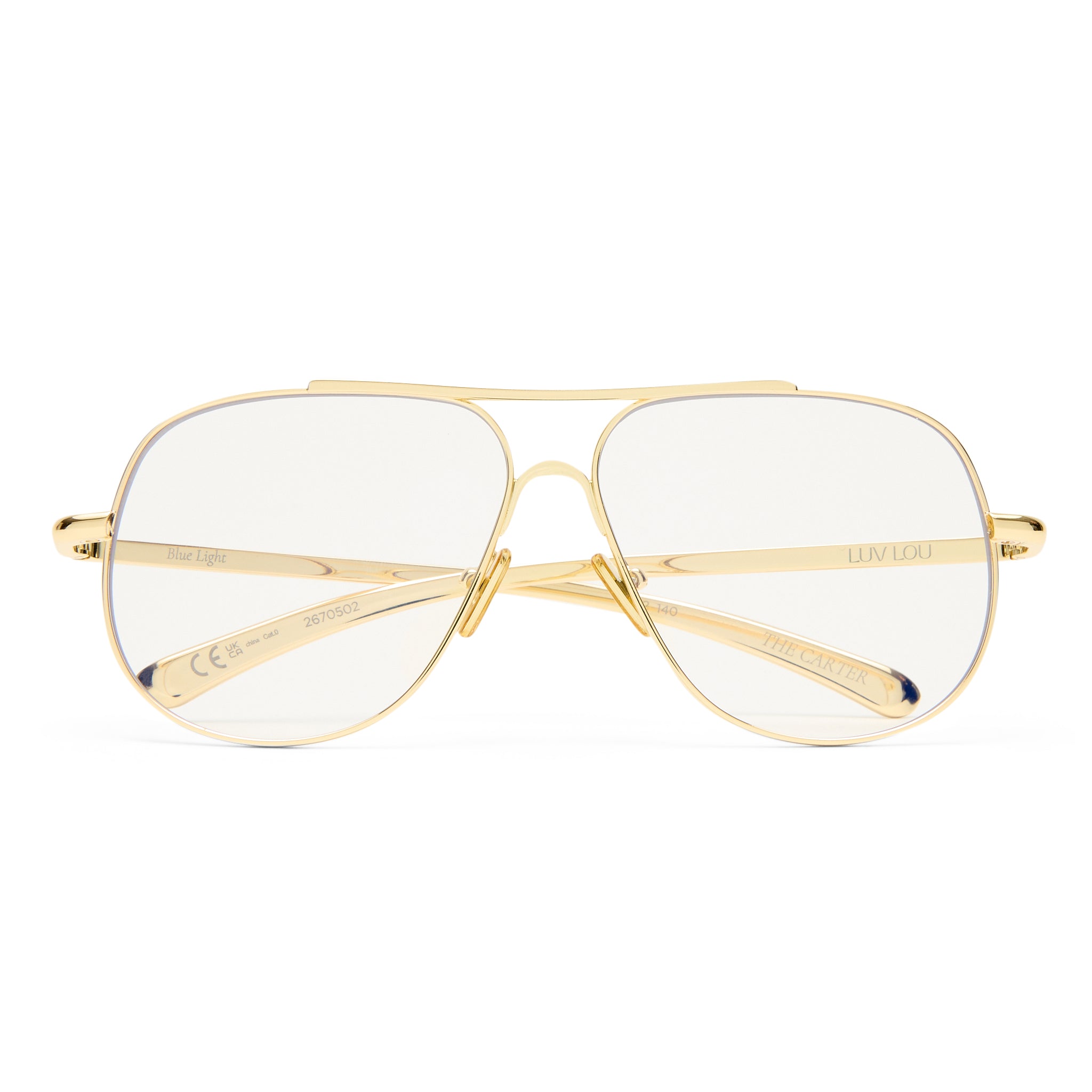Luv Lou The Carter Gold Female Aviator Blue Light | Eyewear Index