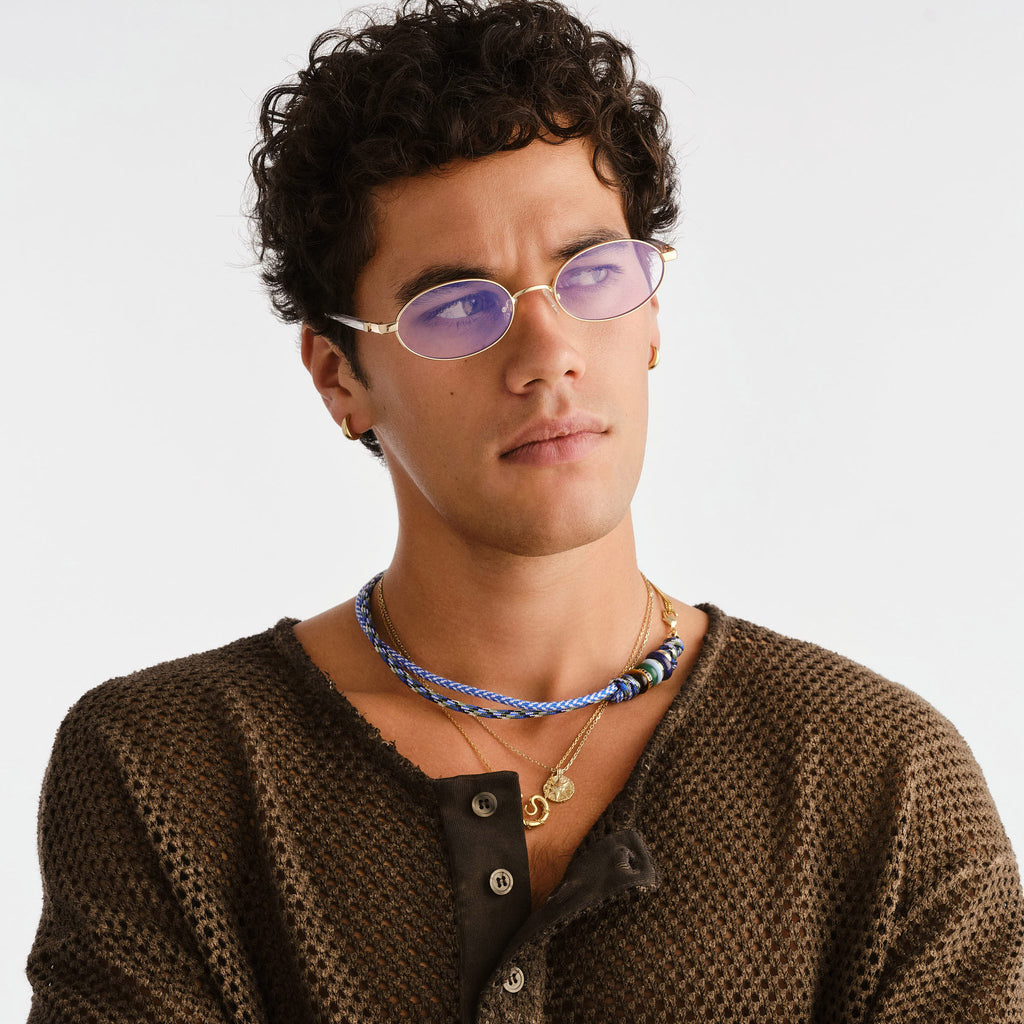 Le Specs Icicle Gold Uni-Sex Wrap Blue Light | Eyewear Index