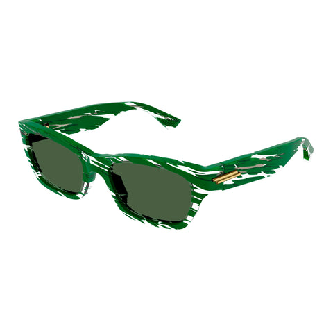 Bottega Veneta Bv1143s Green Uni-Sex Rectangle Sunglasses | Eyewear Index