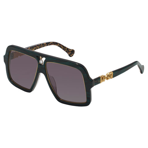 Camilla Starry Nights Emerald Marble Leopard Female Shield Sunglasses | Eyewear Index