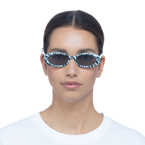 Le Specs Outta Love Blue Tiger Uni-Sex Oval Sunglasses | Eyewear Index