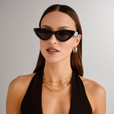 Le Specs Hypnosis Black Female Cat-Eye Sunglasses | Eyewear Index