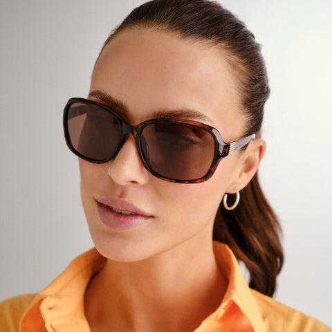 Cancer Council Stapleton Dark Tort Female Wrap Sunglasses | Eyewear Index