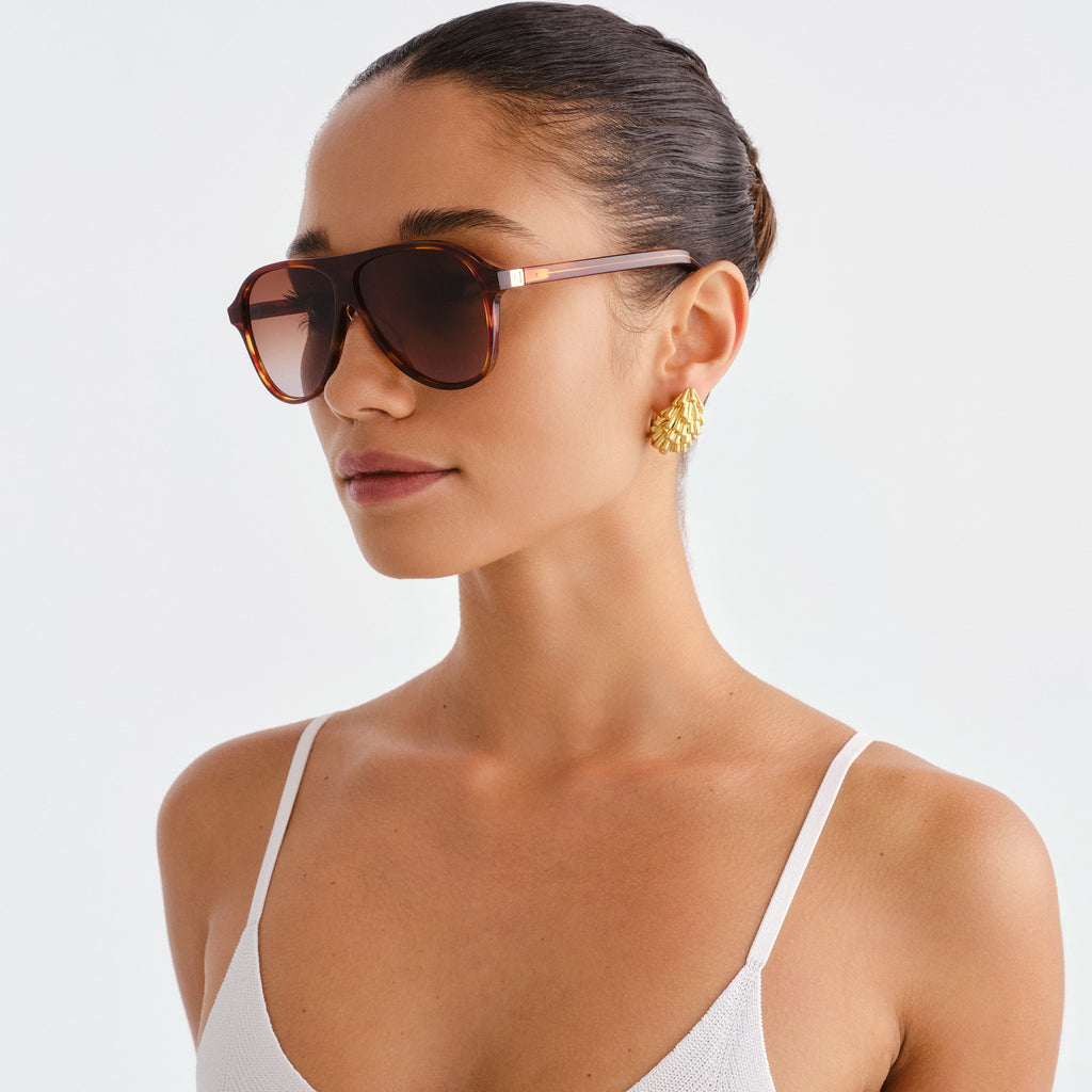 Luv Lou The Eve Maple Tort Female Aviator Sunglasses | Eyewear Index