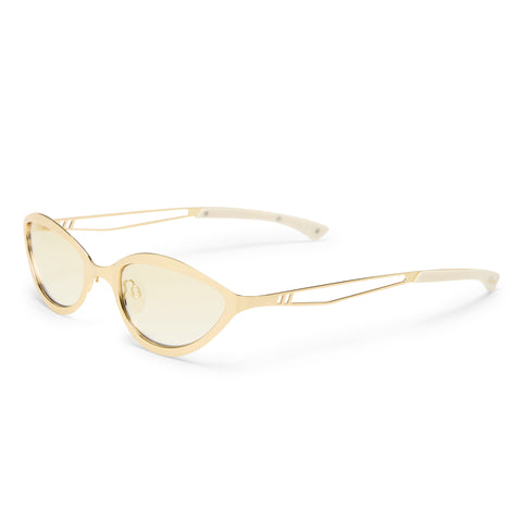 Le Specs Glitch Bright Gold Uni-Sex Cat-Eye Sunglasses | Eyewear Index