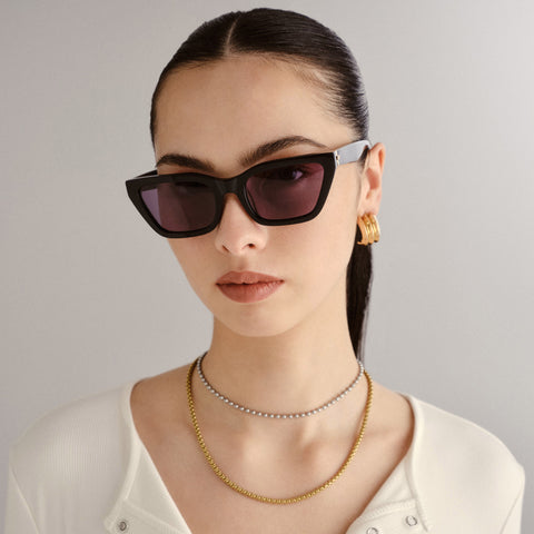 Le Specs Encryption Black Female Cat-Eye Sunglasses | Eyewear Index