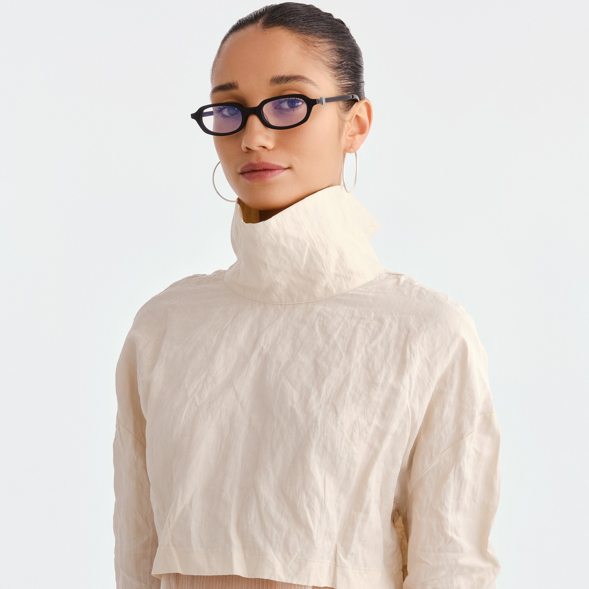 Luv Lou The Mimi Luxe Black Female Rectangle Blue Light | Eyewear Index