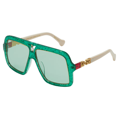 Camilla Starry Nights Emerald Glitter Female Shield Sunglasses | Eyewear Index