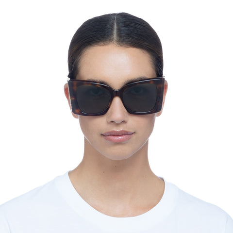 Saint Laurent Slm119blaze Havana Female Cat-Eye Sunglasses | Eyewear Index