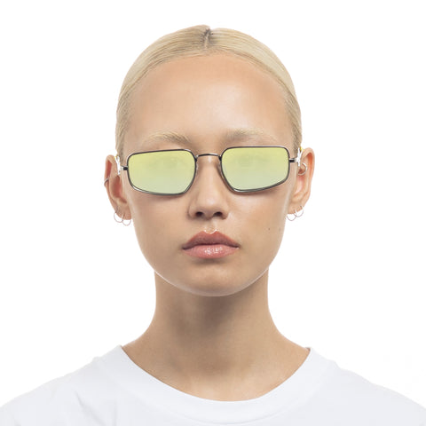 Le Specs Metagalactic Silver Uni-Sex Rectangle Sunglasses | Eyewear Index