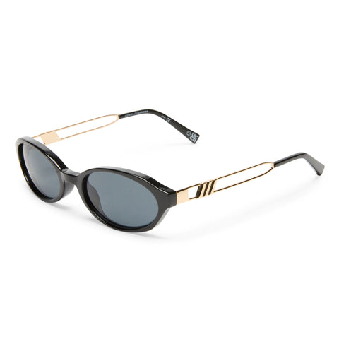 Le Specs Lunita Black Female Oval Sunglasses | Eyewear Index