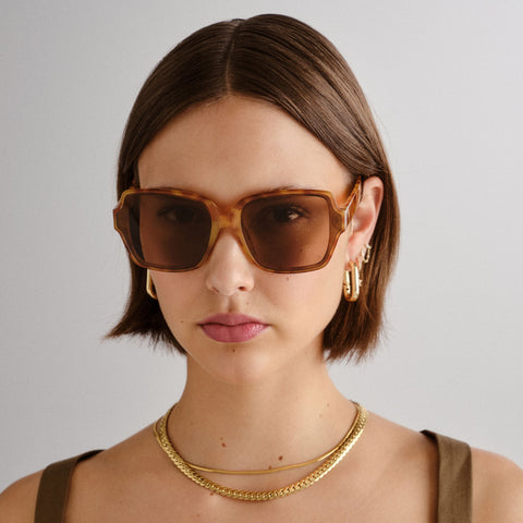 Aire Fortuna Vintage Tort Female Square Sunglasses | Eyewear Index