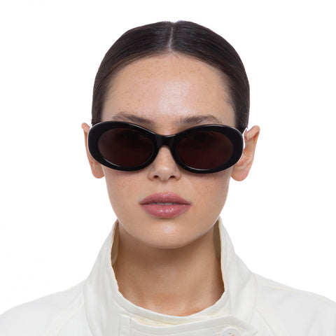 Oroton Daphne Black Female Oval Sunglasses | Eyewear Index