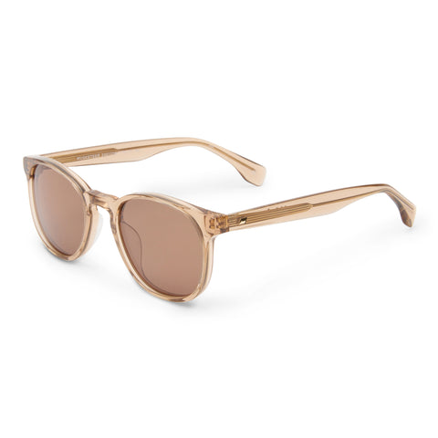 Le Specs Musketeer Walnut Uni-Sex Round Sunglasses | Eyewear Index