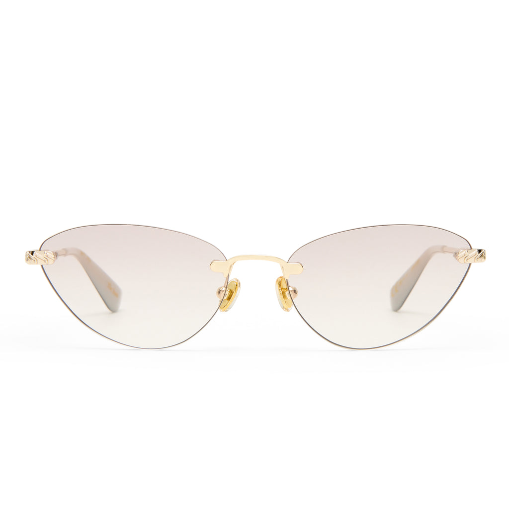 Luv Lou The Juni Light Gold Female Cat-Eye Sunglasses | Eyewear Index