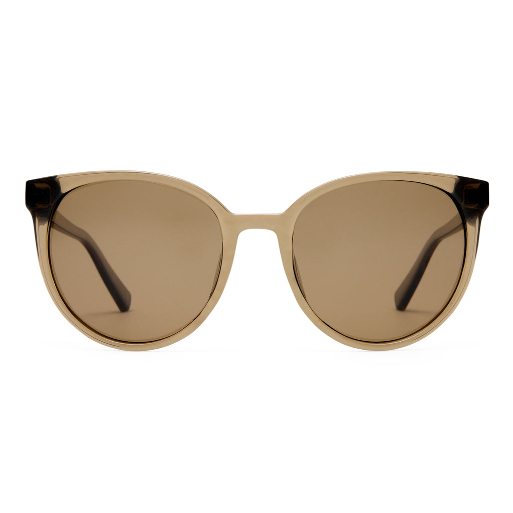 Le Specs Armada Cocoa Female Round Sunglasses | Eyewear Index