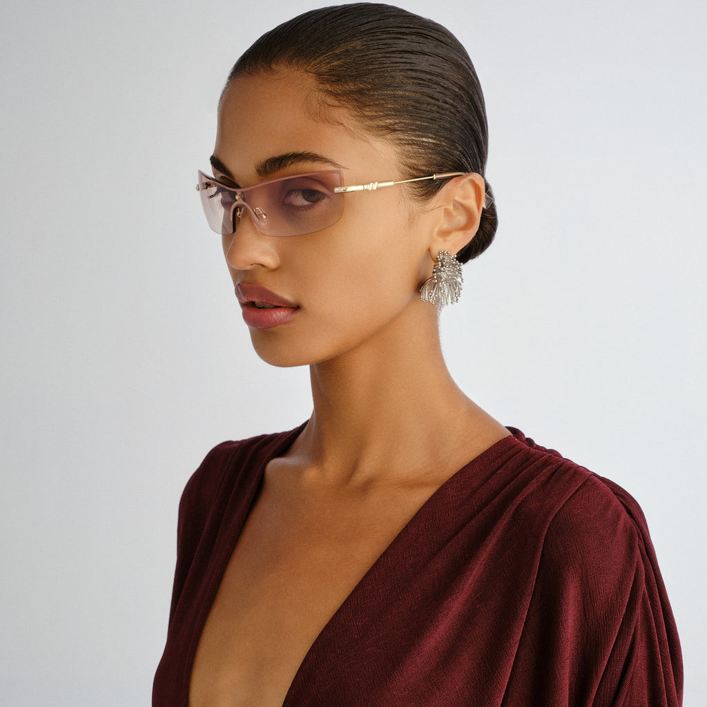 Le Specs Velvetine Gold Uni-Sex Wrap Sunglasses | Eyewear Index