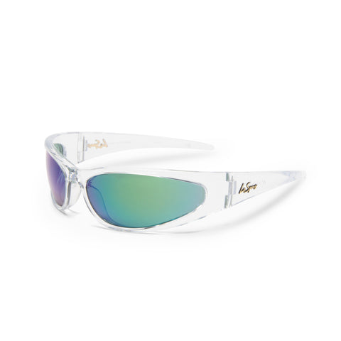 Le Specs Phishing Crystal Clear Uni-Sex Wrap Sunglasses | Eyewear Index