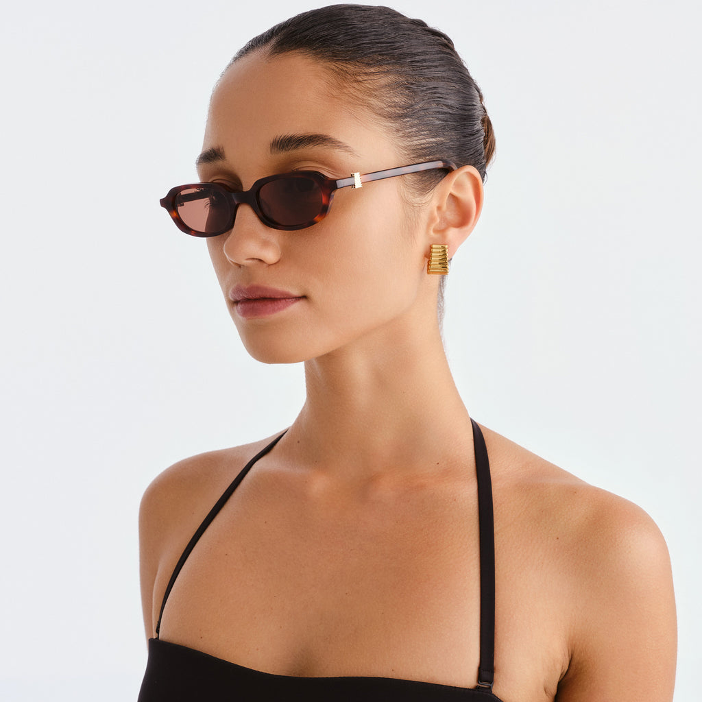 Luv Lou The Mimi Luxe Cherry Tort Female Rectangle Sunglasses | Eyewear Index