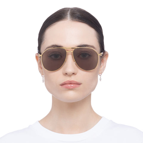 Gucci Gg1220s Gold Male Aviator Sunglasses | Eyewear Index