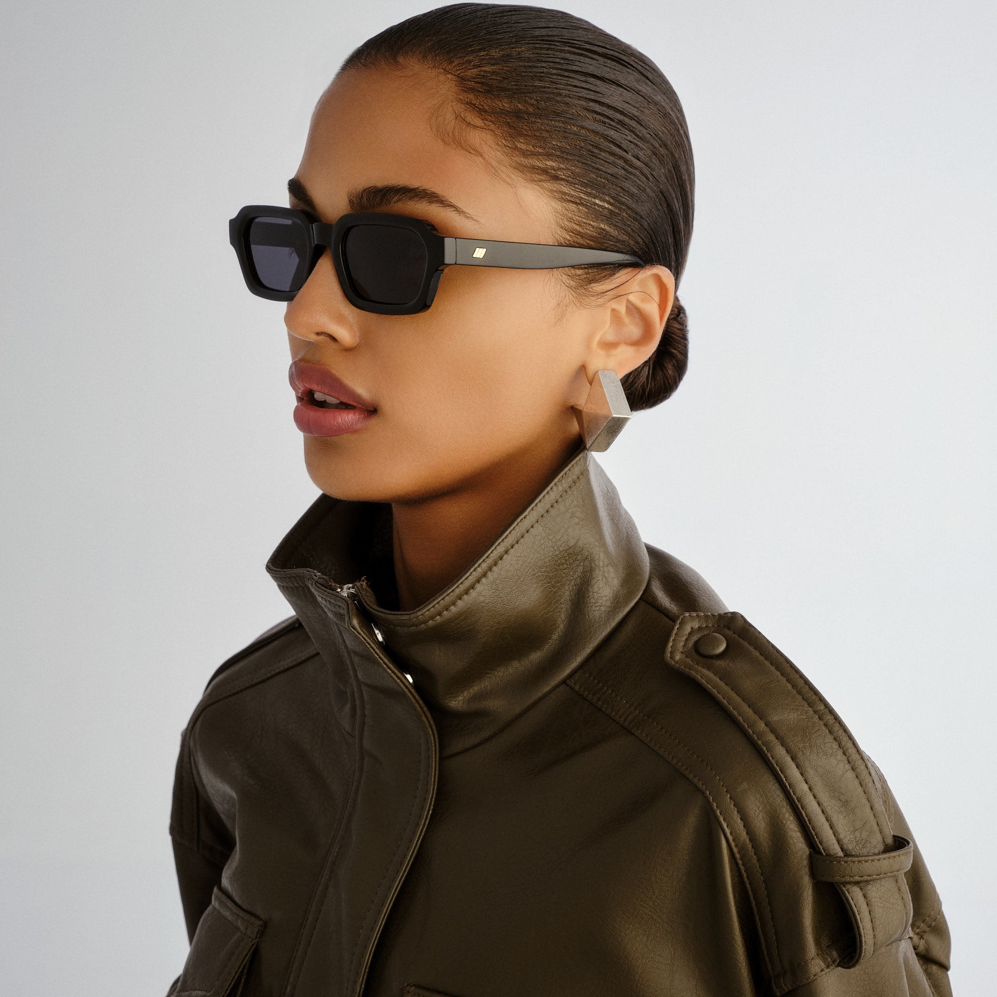 Le Specs Tension + Black Uni-Sex Rectangle Sunglasses | Eyewear Index