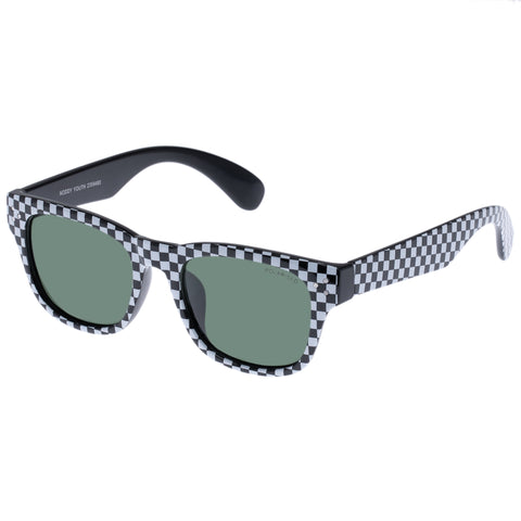 Cancer Council Noddy Youth Black White Check Uni-Sex D-Frame Sunglasses | Eyewear Index