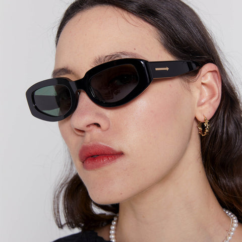 Karen Walker Rally Black Uni-Sex Wrap Sunglasses | Eyewear Index