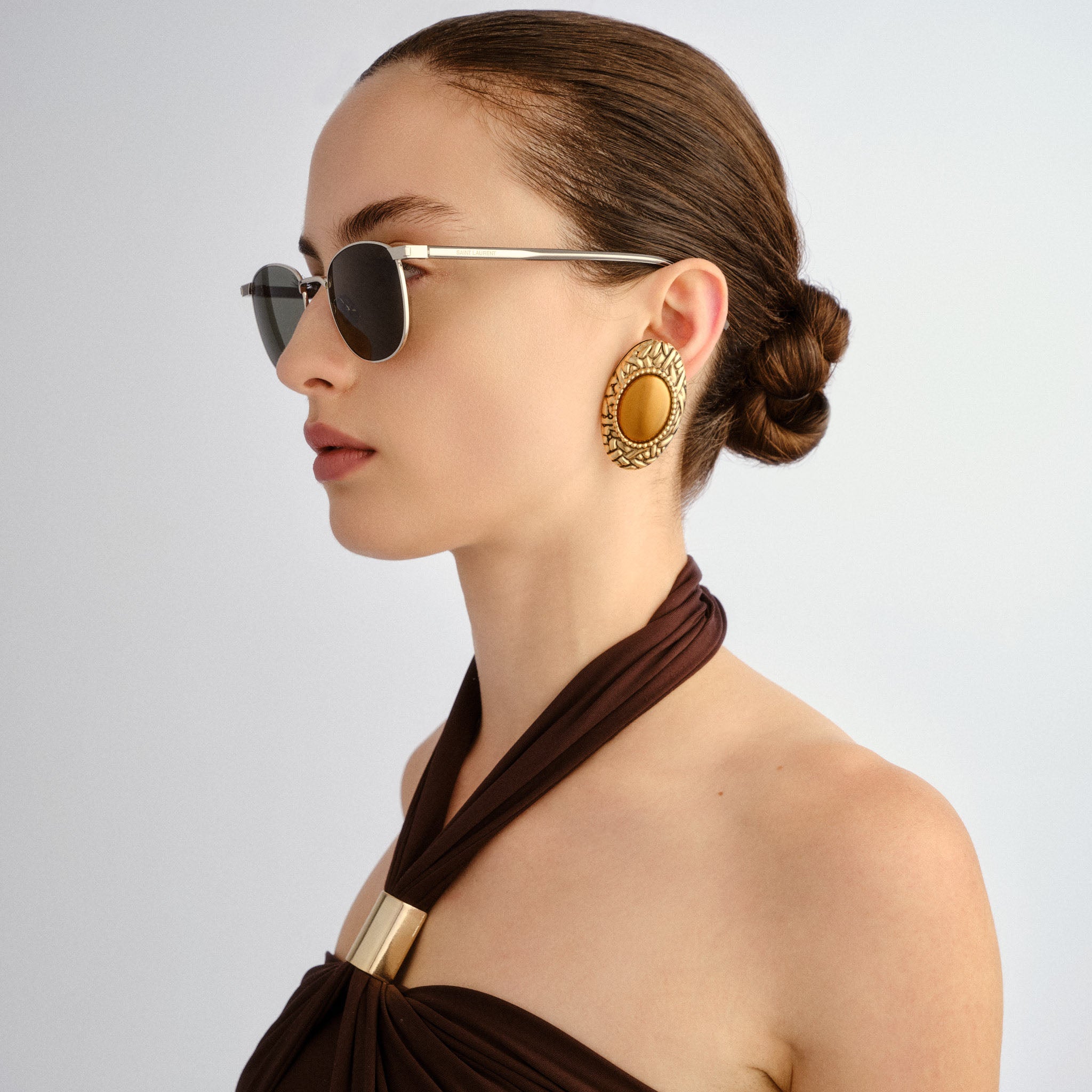 Saint Laurent Sl747 Silver Uni-Sex Round Sunglasses | Eyewear Index