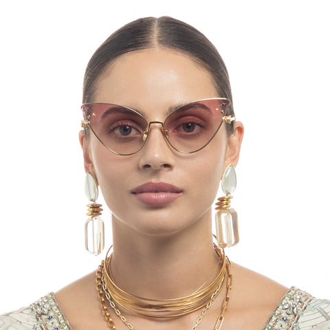 Camilla Head In The Clouds Gold Female Butterfly Sunglasses | Eyewear Index