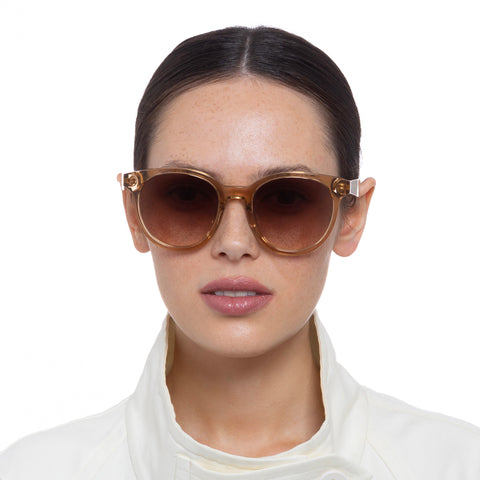 Oroton Raleigh 54 Tan Female Round Sunglasses | Eyewear Index