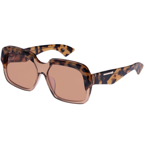 Karen Walker Asscher Wheat Tort Female Square Sunglasses | Eyewear Index