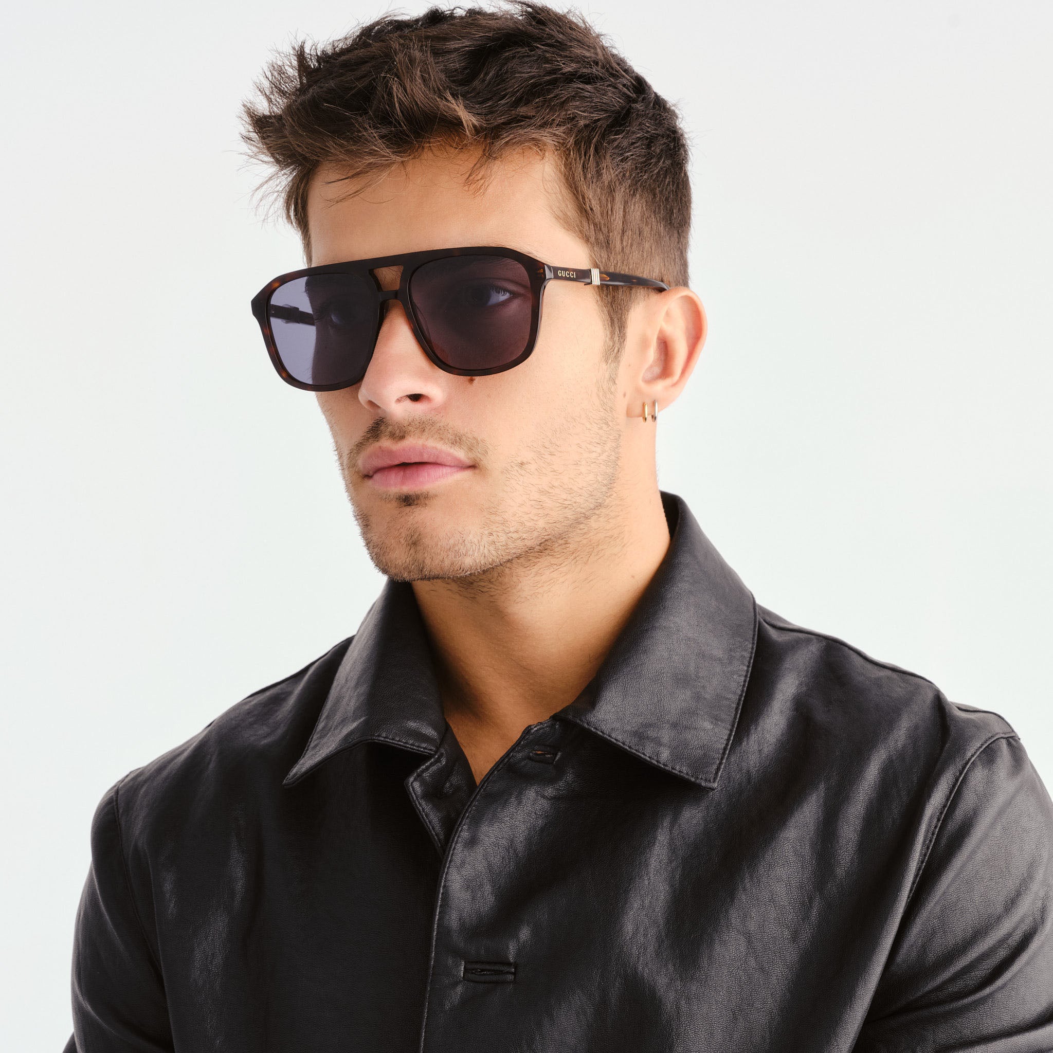 Gucci Gg1494s Havana Male Rectangle Sunglasses | Eyewear Index