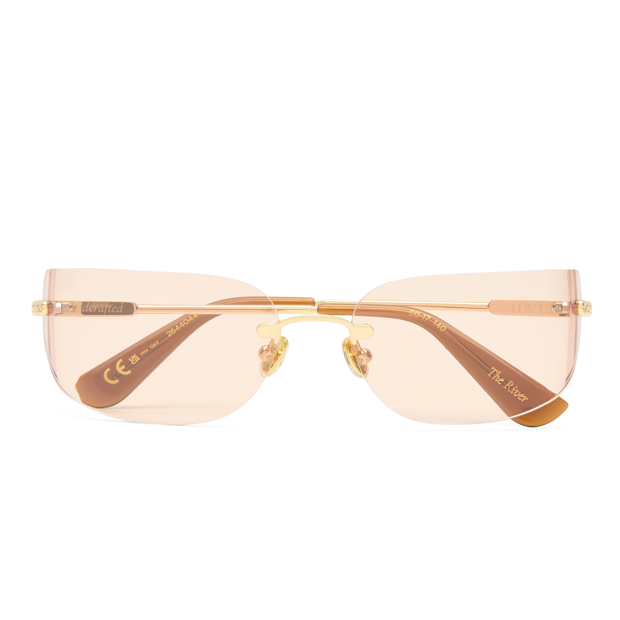 Luv Lou The River Gold Female Rectangle Sunglasses | Eyewear Index