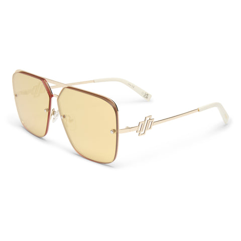 Le Specs Metazoic Gold Female D-Frame Sunglasses | Eyewear Index