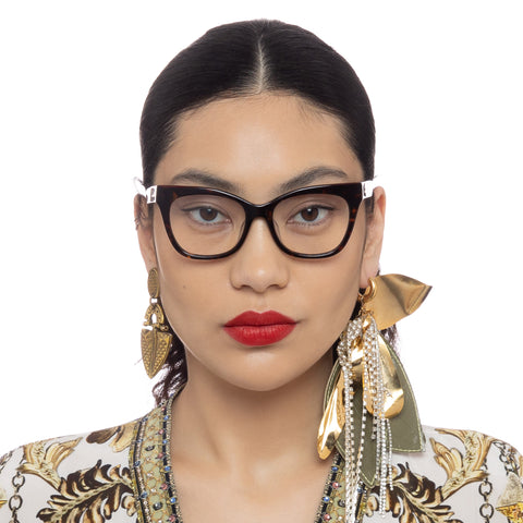 Camilla Palm Beach Calling Monogram Tort Fuchsia Female Cat-Eye Optical Frames | Eyewear Index