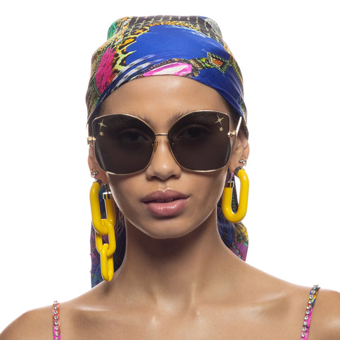 Camilla Pool Side Pedigree Gold Gold Stars Female Butterfly Sunglasses | Eyewear Index