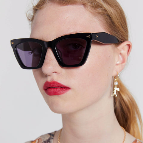 Karen Walker Spellbound Black R Female Cat-Eye Sunglasses | Eyewear Index