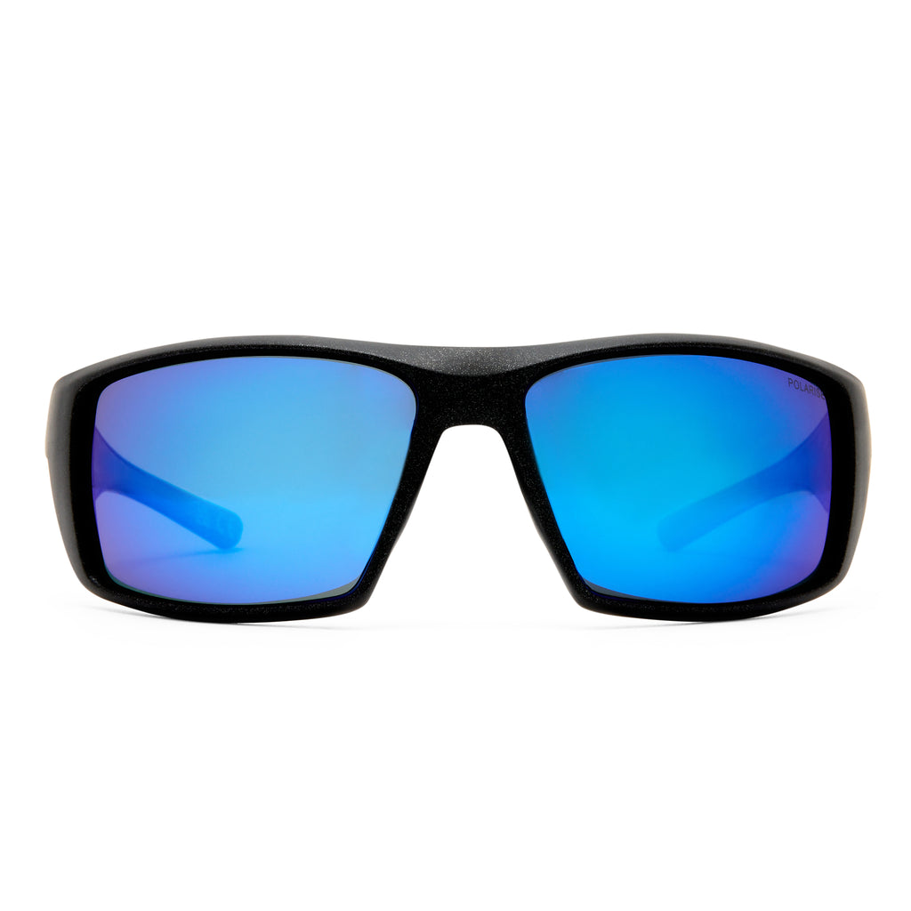 Fish Baitline Metallic Black Dark Blue Male Wrap Sunglasses | Eyewear Index