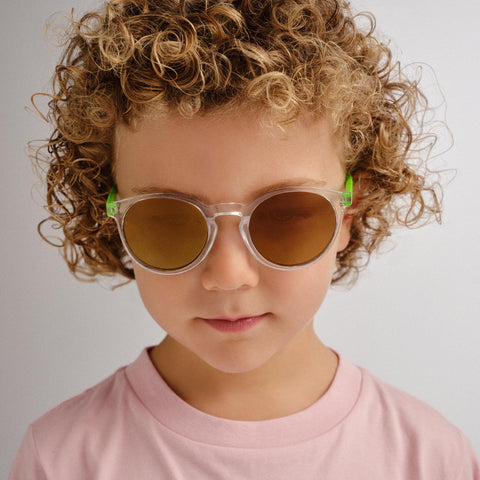 Solarized Kids Fine Round Clear Green Male Round Sunglasses | Eyewear Index