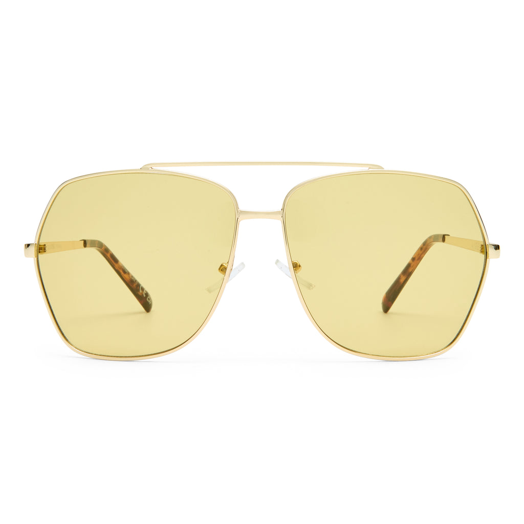 Aire Celestine Gold Amber Tort Uni-Sex Aviator Sunglasses | Eyewear Index