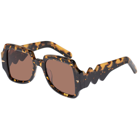 Karen Walker Wavy Ultra Two Torts Female Square Sunglasses | Eyewear Index