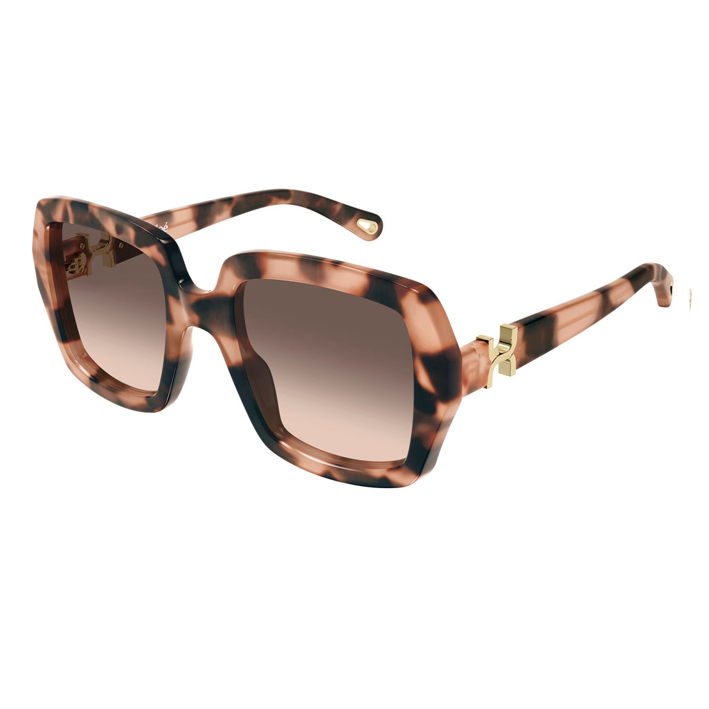Chloe Ch0301s Havana Female Rectangle Sunglasses | Eyewear Index