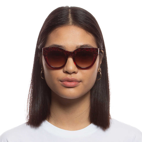 Le Specs Airy Canary Ii Cherry Leopard Splice Female Cat-Eye Sunglasses | Eyewear Index