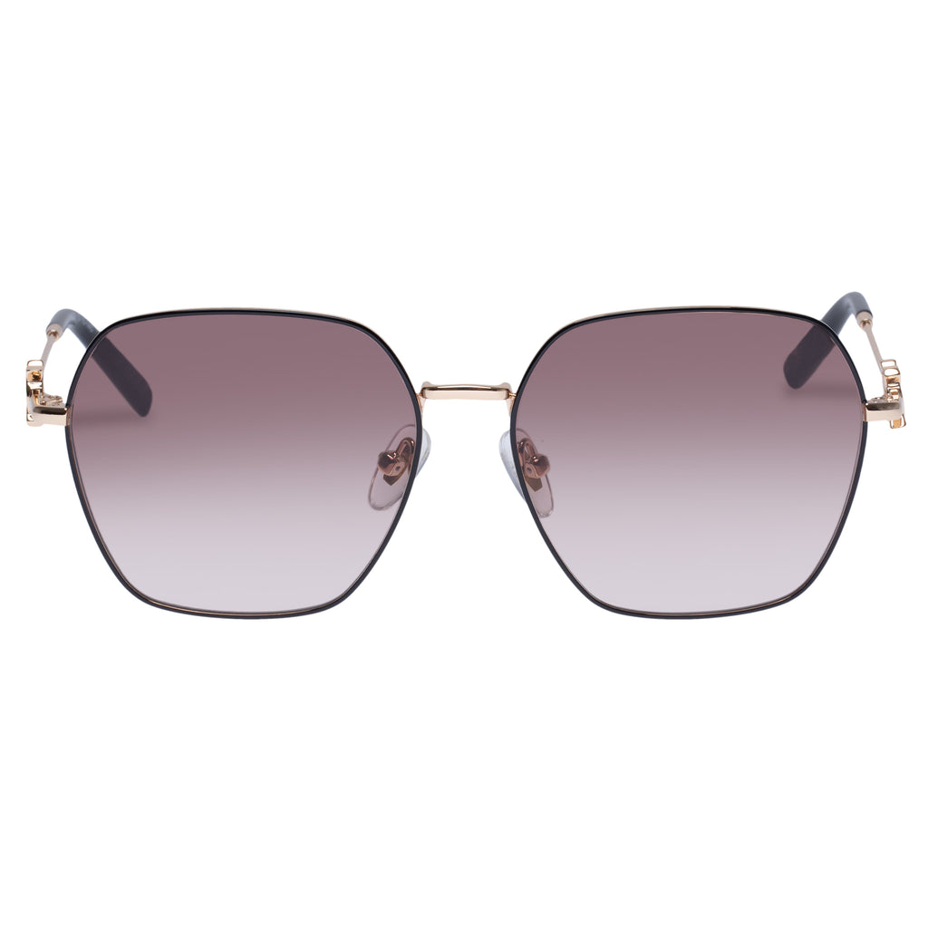 Oroton Cedar Gold Black Female Square Sunglasses | Eyewear Index