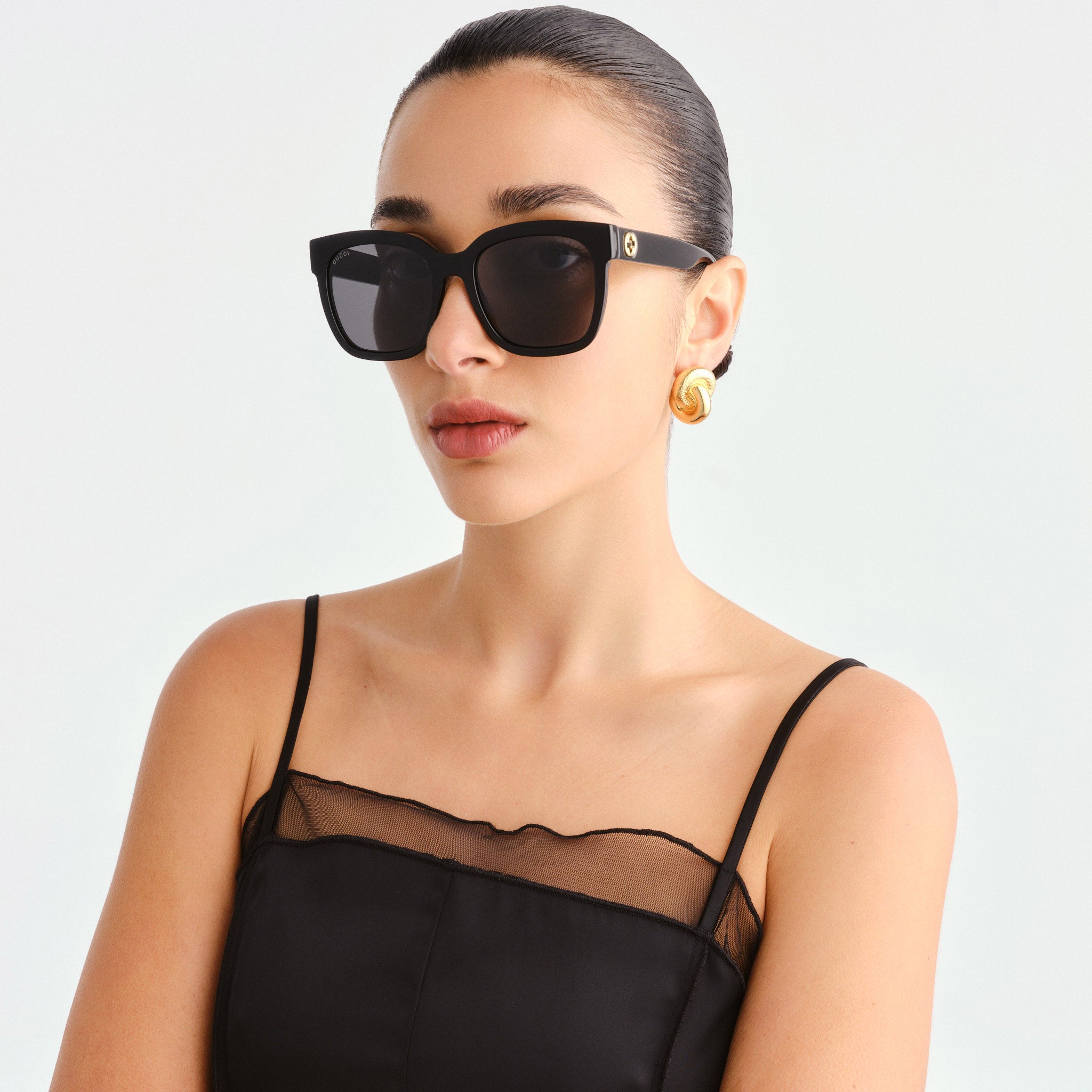 Gucci Gg0034sn Black Female Rectangle Sunglasses | Eyewear Index