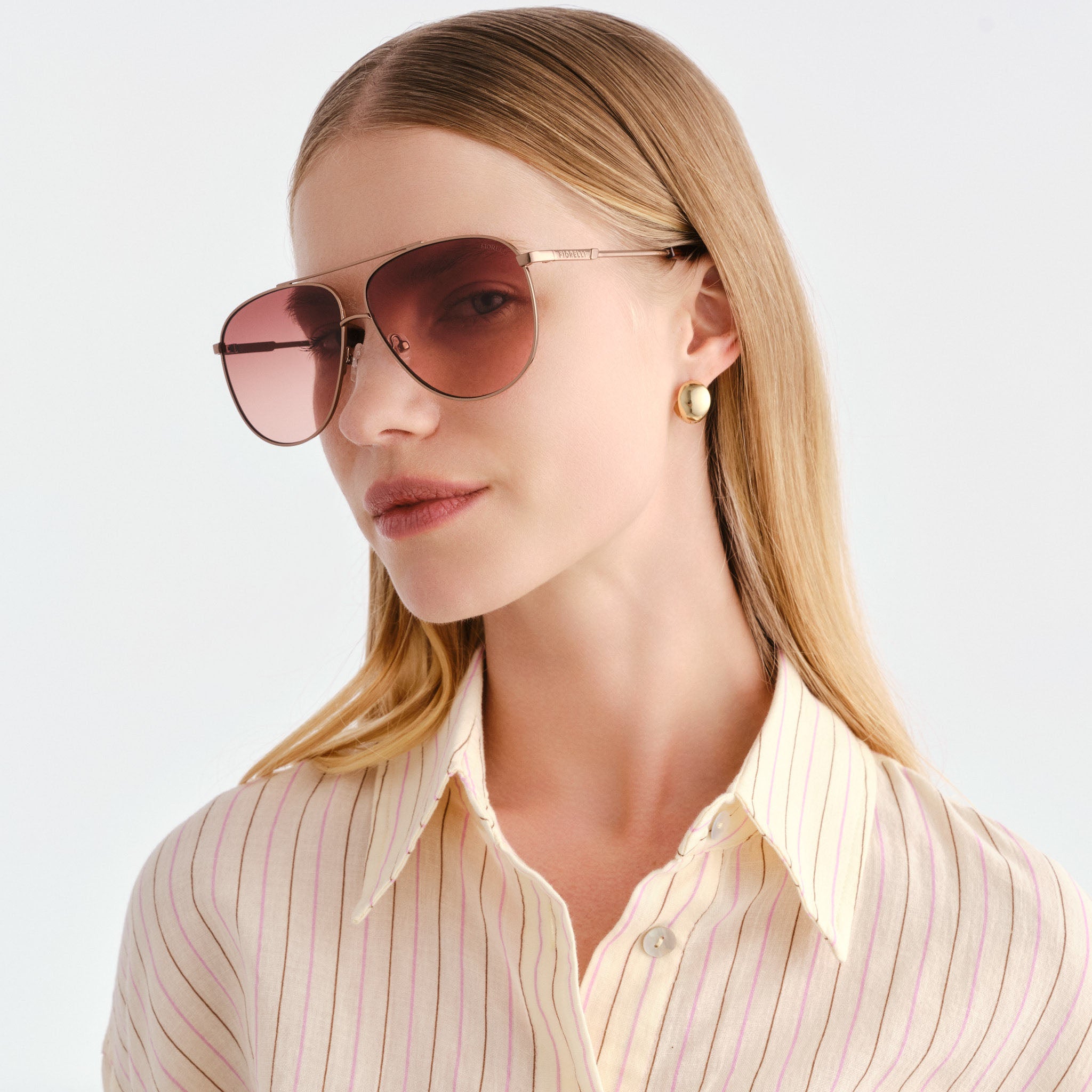 Fiorelli Maren Rose Brown Gold Female Aviator Sunglasses | Eyewear Index
