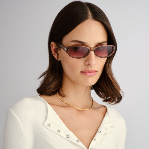 Le Specs Dont Cha Pearl Chocolate Uni-Sex Oval Sunglasses | Eyewear Index